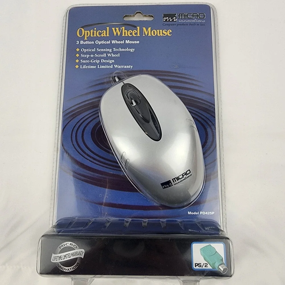 Micro Innovations 3 Button Optical Scroll Mouse Model PD425P PS2 Compatible 2004